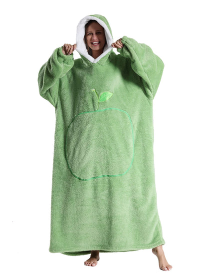 Adults Long Blanket with Sleeves Winter Hoodies Sweatshirt Plus Size Feminino Fleece Wearable Blanket Hoodie Oversized