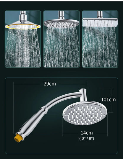 Bathroom 6 ”8 inch shower head ABS Chrome shower head water saving bathroom rain spa square handheld ELA087-1