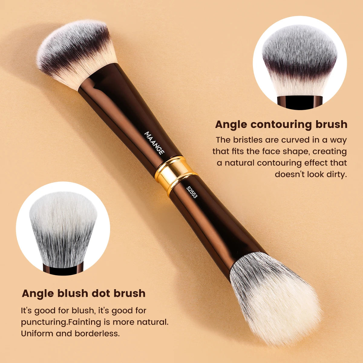 MAANGE 3pcs Dual-Head Multifunctional Makeup Brushes Sloping Foundation Concealer Brush Kabuki for Liquid Cream Blending Beauty
