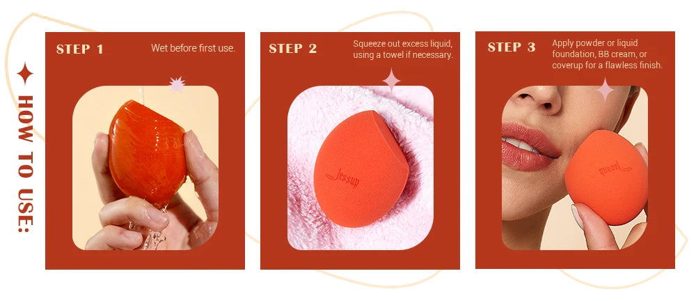 Jessup Makeup Sponges Set, 3pcs Make up Sponges Beauty Foundation Sponge Makeup Blender Wet&Dry Concealer Sponge, SP013