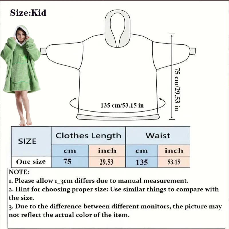 Men Women Oversized Blanket Hoodie - Extra Long Warm Soft Fleece Pullover with Long Flannel Sleeves