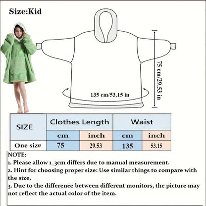 Men Women Oversized Blanket Hoodie - Extra Long Warm Soft Fleece Pullover with Long Flannel Sleeves