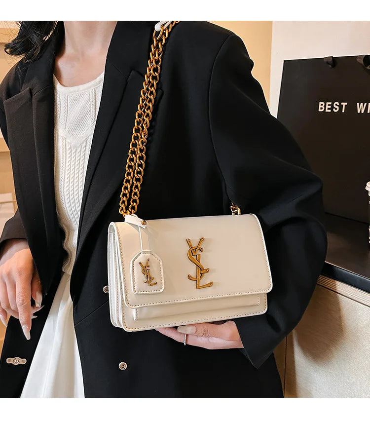 2025 Best Selling Luxury Women's Chain Crossbody Bag - Spacious Square Shoulder Bag With Phone Compartment For Commuters
