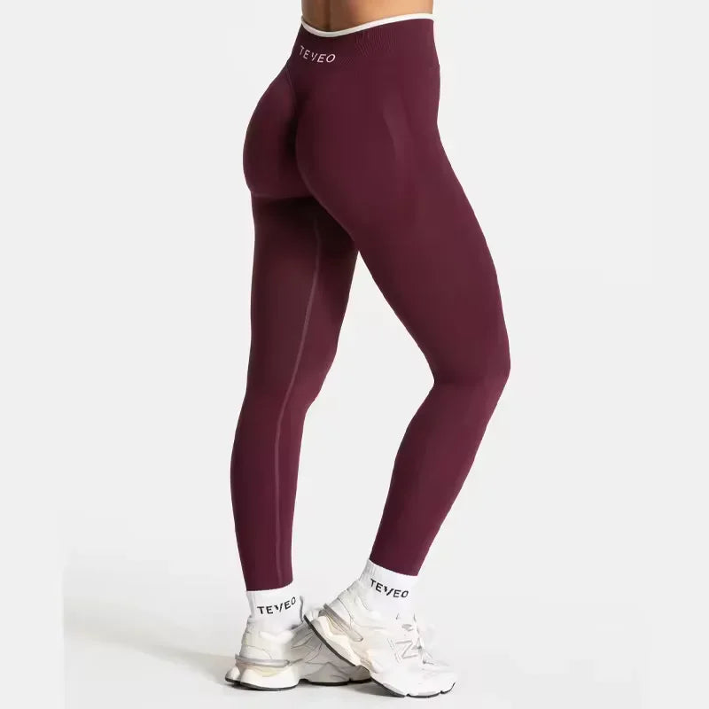 TEVEO High Waist Seamless Scrunch Leggings for Women Yoga Pants Hip Lifting Running Exercise Gym Ignite Sculpt Series