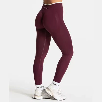 TEVEO High Waist Seamless Scrunch Leggings for Women Yoga Pants Hip Lifting Running Exercise Gym Ignite Sculpt Series