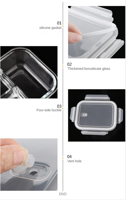 Premium Glass Lunch Container - Leak-Proof Bento Box with Secure Lid
