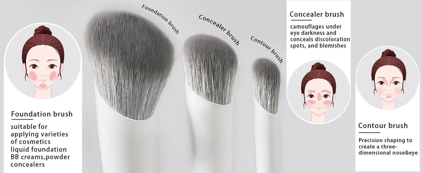 BEILI 12/15 PCS Professional Makeup Brushes Sets Vegan Premium Cosmetics Tool Kakubi Powder Angled Contour Blush Eyeshadow Brush