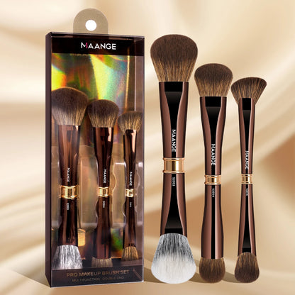 MAANGE 3pcs Dual-Head Multifunctional Makeup Brushes Sloping Foundation Concealer Brush Kabuki for Liquid Cream Blending Beauty