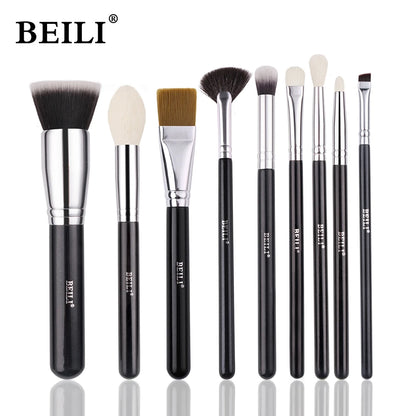 BEILI Goat Makeup Brush Set Eyeshadow Makeup Brushes Professional Foundation Blending Eyebrow Fan Blush brosse maquiagens