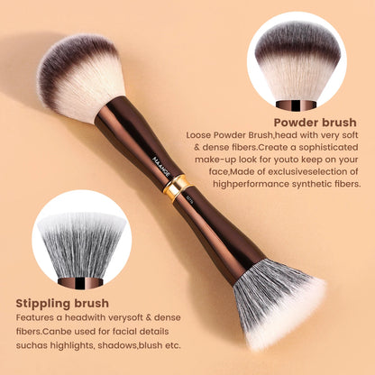 MAANGE 4 in 1 Assemble Makeup Brush Set Travel Makeup Brushes with Case Powder Brush, Foundation/Blush Brush, Eyeshadow Brush