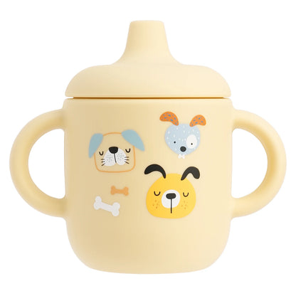 1PCS Cartoon Silicone Baby Feeding Cup BPA Free Leak Proof Training Cup With Handle Travel Friendly Dishwasher Safe Baby Stuff