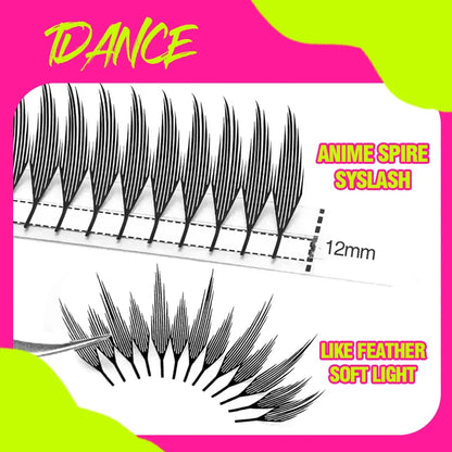 TDANCE Comic Spire Lashes Feather Shape Manga False Lashes Anime Lashes Natural Lightweight Individual Volume Lashes Makeup Tool