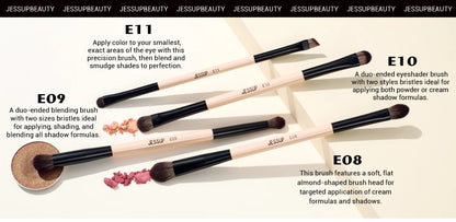 Jessup Double Sided Makeup Brush with Sponge , 3/5/7PCS Eyeshadow Makeup Brushes Set Vegan Hair Powder Contour Highlighter