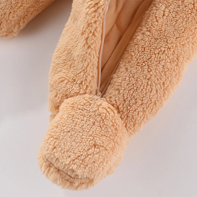Newborn Baby Winter Jacket Warm Hooded Infant Romper Thicken Soft Cotton Boys Jumpsuit Cartoon Baby Girl Clothes 0 to 12 Months