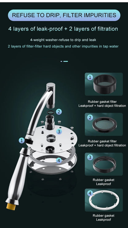 Bathroom 6 ”8 inch shower head ABS Chrome shower head water saving bathroom rain spa square handheld ELA087-1