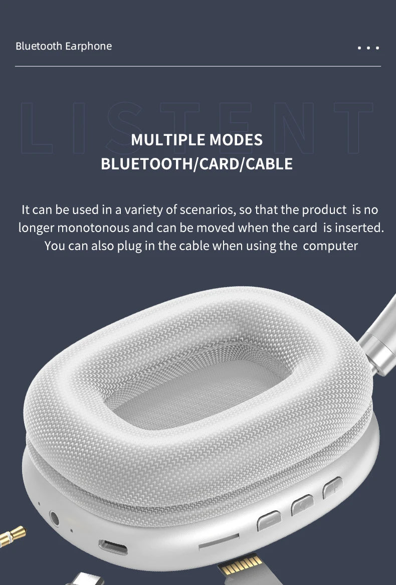 P9 Promax Headphones Wireless Bluetooth Headsets Outdoor Sports Gaming Wireless earphones Supports TF Card for Pc Smartphone
