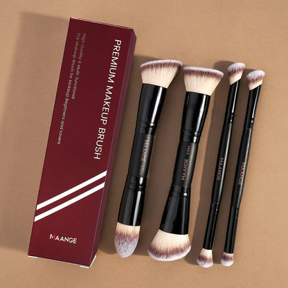 MAANGE 4pcs Dual-ended Makeup Brushes Set With Box Foundations Powder Conceal Blush for Eyeshadow Basic Brush Beginner Travel