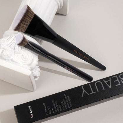 MAANGE 2PCS Flawless Makeup Brush Flat/Angle Foundation Contour Brush Under Eyes Makeup Brush for Liquid Cream Beauty Tools