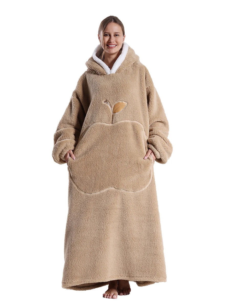 Adults Long Blanket with Sleeves Winter Hoodies Sweatshirt Plus Size Feminino Fleece Wearable Blanket Hoodie Oversized
