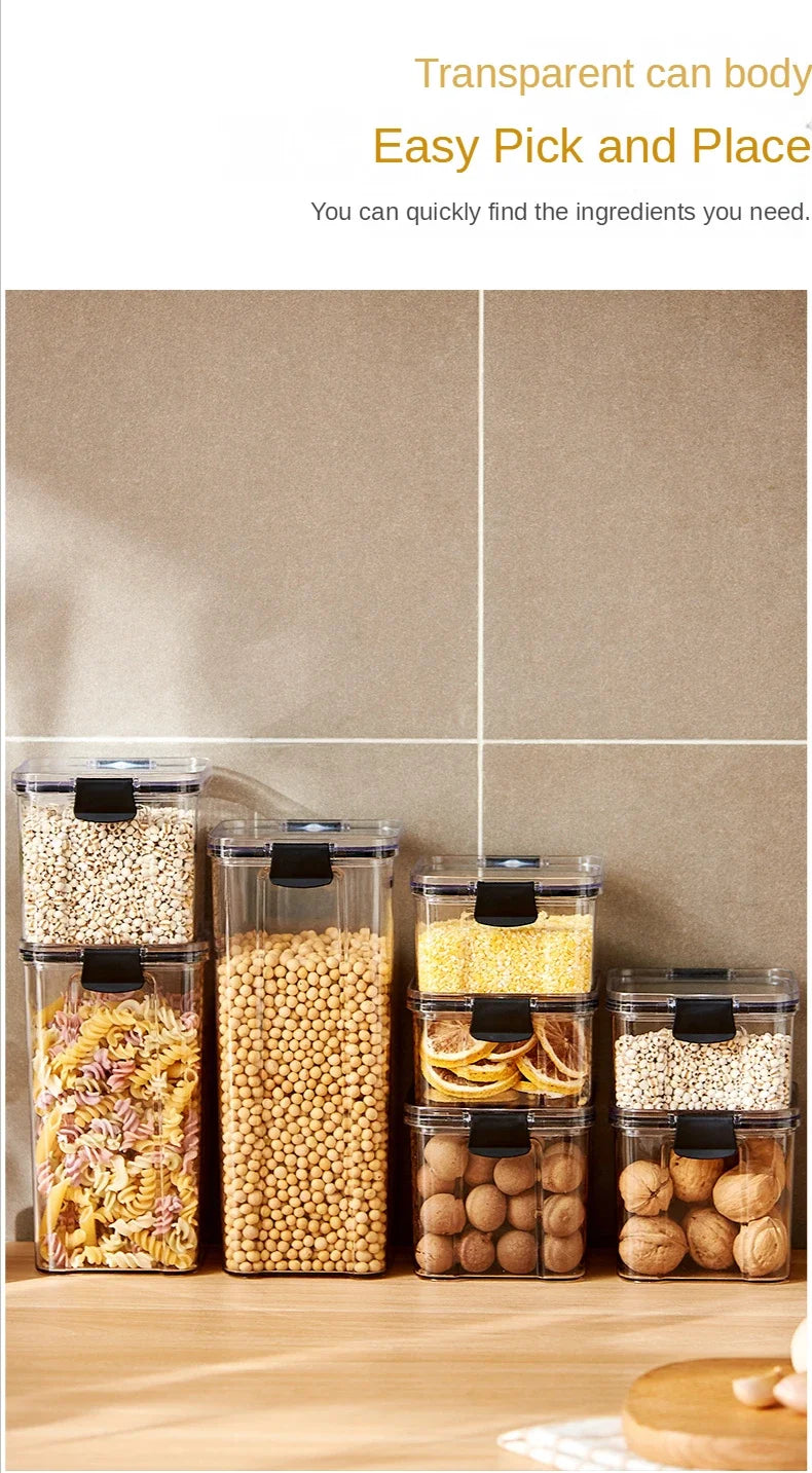 Plastic Food Storage Containers with Lid, Jars for Bulk Cereals, Kitchen Organizers, Pantry Organizer, Home Set