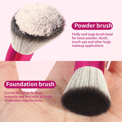 MAANGE Dual-ended Makeup Brush Flat Top Foundation Brush Angled Brush for Contour Mineral Powder Blush
