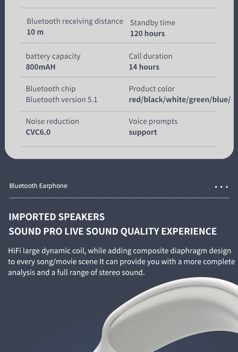 P9 Promax Headphones Wireless Bluetooth Headsets Outdoor Sports Gaming Wireless earphones Supports TF Card for Pc Smartphone
