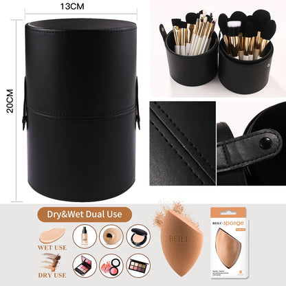 BEILI White Golden Makeup Brushes Set Professional Goat Hair Foundation Contour Bronzer Blush Kakubi Beauty brochas maquillaje