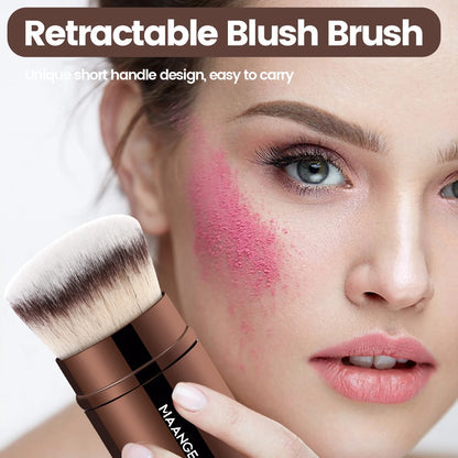 MAANGE 3-Pack Multifunctional Face Makeup Brushes, Nylon Bristle Wand, Unscented, Metal Handle, Portable Retractable Design