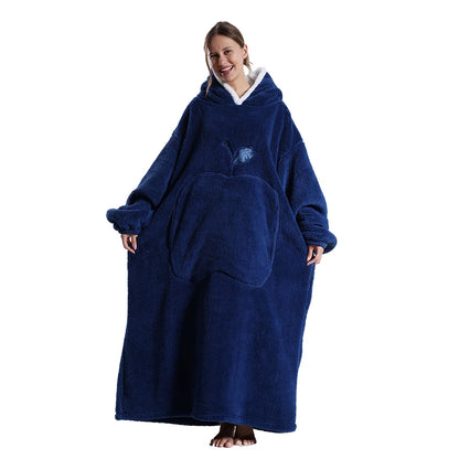 New Warm Wearable Blanket Winter Sweatshirt Oversized Flannel Sherpa Long Hoodie for Adults