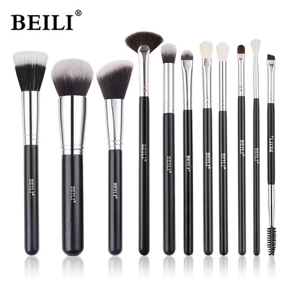 BEILI Goat Makeup Brush Set Eyeshadow Makeup Brushes Professional Foundation Blending Eyebrow Fan Blush brosse maquiagens