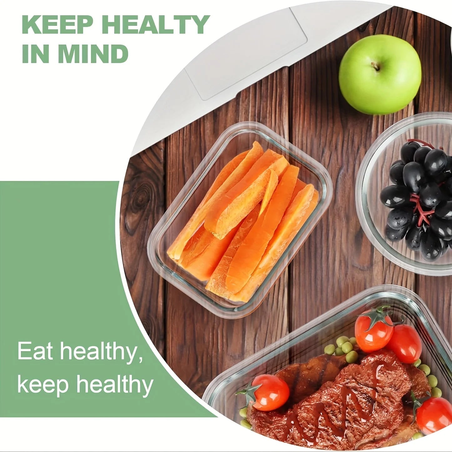 12-Piece Glass Food Storage Container Set - Airtight Leak-Proof Meal Prep Containers