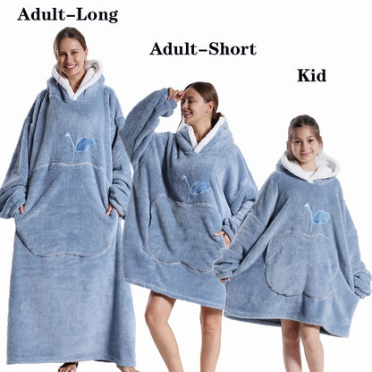 Men Women Oversized Blanket Hoodie - Extra Long Warm Soft Fleece Pullover with Long Flannel Sleeves