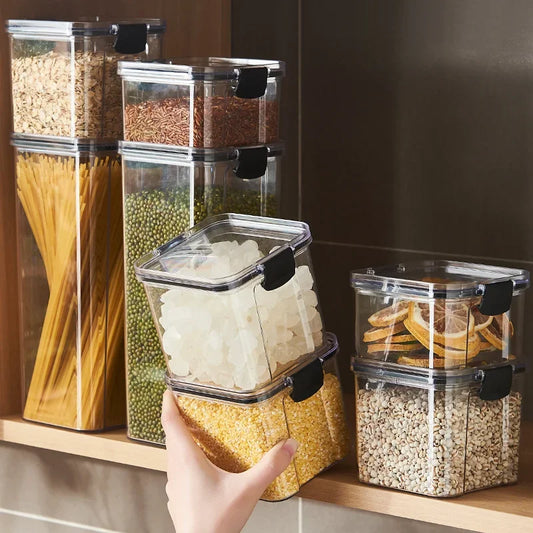 Plastic Food Storage Containers with Lid, Jars for Bulk Cereals, Kitchen Organizers, Pantry Organizer, Home Set