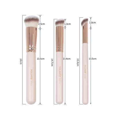 Maange 3Pcs Makeup Brushes + 2Pcs Triangle Powder Puff Set Concealer Eye Shadow Makeup Brush Blending Cosmetic Beauty Tools