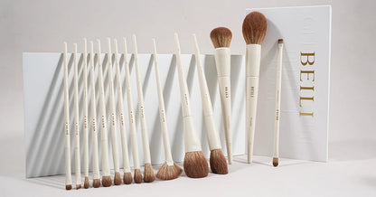 BEILI 12/15 PCS Professional Makeup Brushes Sets Vegan Premium Cosmetics Tool Kakubi Powder Angled Contour Blush Eyeshadow Brush