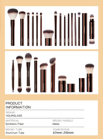 Hourglass Makeup Brush Set & Kit Include Powder Foundation Concealer Lip Blusher Bronzer Eyeshadow Eyeliner Highlight Brush