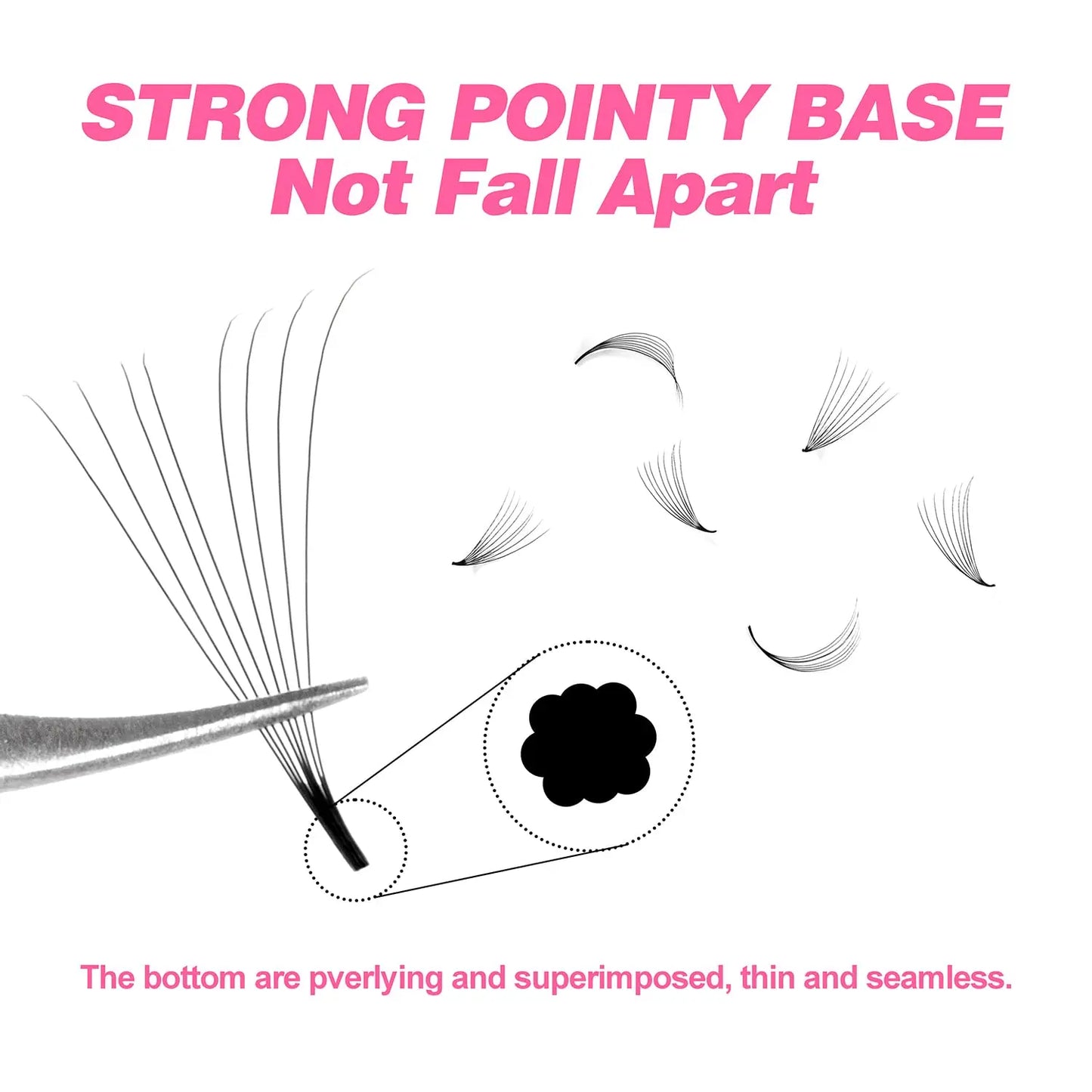 TDANCE 1000 Fans Loose Fan Mixed Length Pointy Base Premade Fans Sharp Thin Slim Medium Stem Volume Russian Eyelashes Extensions