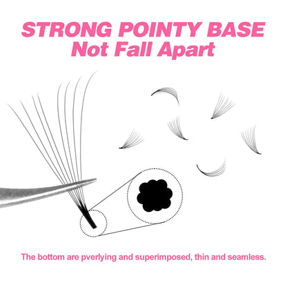 TDANCE 1000 Fans Loose Fan Mixed Length Pointy Base Premade Fans Sharp Thin Slim Medium Stem Volume Russian Eyelashes Extensions