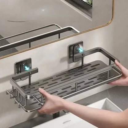 Bathroom Shelf No Drill Wall Mounted Shampoo Bottle Shower Corner Rack Toilet Storage Rack Aluminum Bathroom Kitchen Accessories