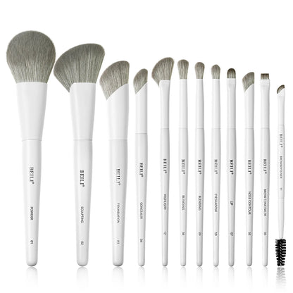 BEILI 12/15 PCS Professional Makeup Brushes Sets Vegan Premium Cosmetics Tool Kakubi Powder Angled Contour Blush Eyeshadow Brush