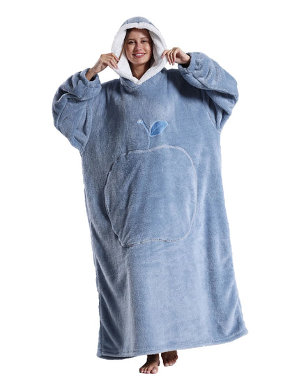 Adults Long Blanket with Sleeves Winter Hoodies Sweatshirt Plus Size Feminino Fleece Wearable Blanket Hoodie Oversized