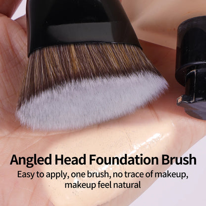 MAANGE 4pcs Main Makeup Brushes Set Flat Top Foundation Brushes Angled Contoured Brush Dense Bristle Face Makeup Tool for Beauty