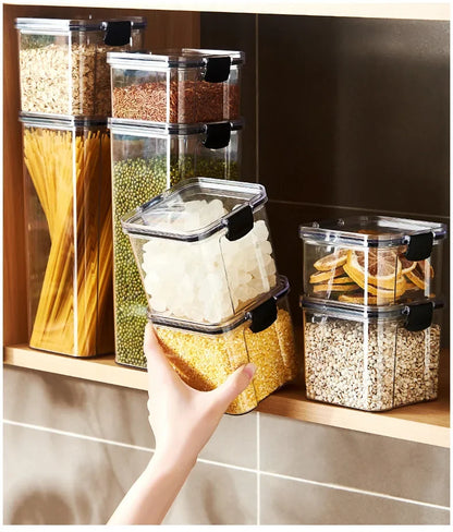 Plastic Food Storage Containers with Lid, Jars for Bulk Cereals, Kitchen Organizers, Pantry Organizer, Home Set