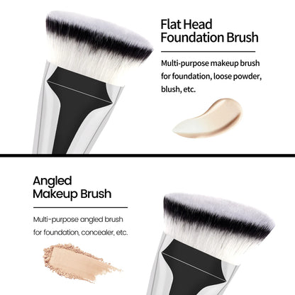 MAANGE 4pcs Main Makeup Brushes Set Flat Top Foundation Brushes Angled Contoured Brush Dense Bristle Face Makeup Tool for Beauty