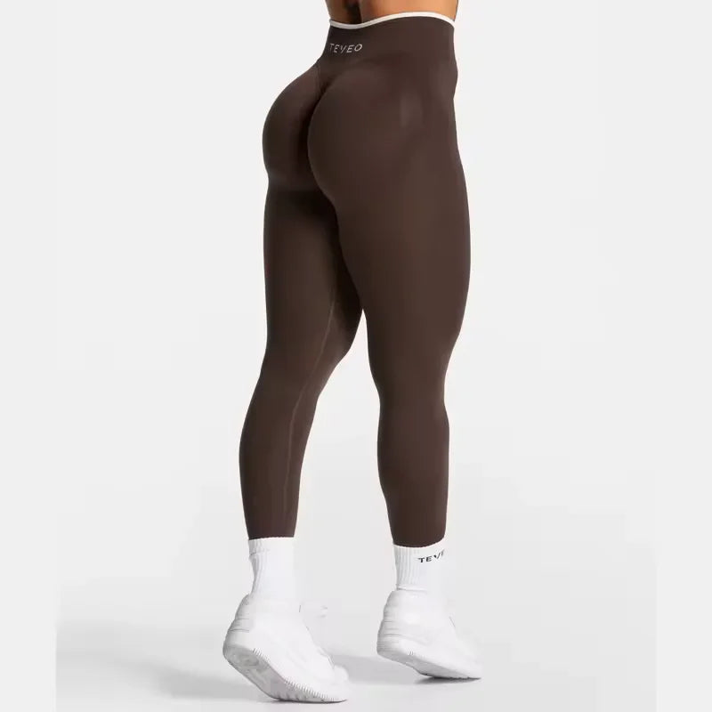 TEVEO High Waist Seamless Scrunch Leggings for Women Yoga Pants Hip Lifting Running Exercise Gym Ignite Sculpt Series