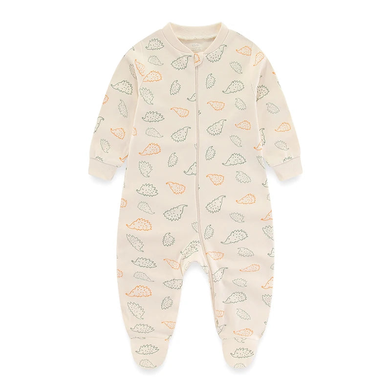 Kiddiezoom 0-12Months Cartoon 1/2 Pieces Long Sleeve Zipper Baby Boys Girl Romper 100%Cotton Soft newborn Jumpsuits