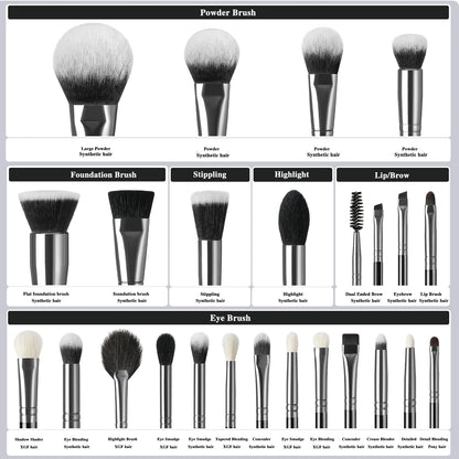 BEILI Professional Black Makeup Brushes Set Synthetic Hair Kabuki Foundation Blush Eyeshadow Smoky Brush Beauty Tool For Women