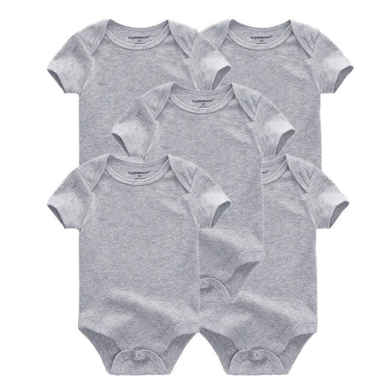 Kiddiezoom 5 Pcs Four Seasons Fashion Cartoon Short Sleeve Baby Boy Girl Bodysuits Soft 100%Cotton Newborn Onesies Clothes