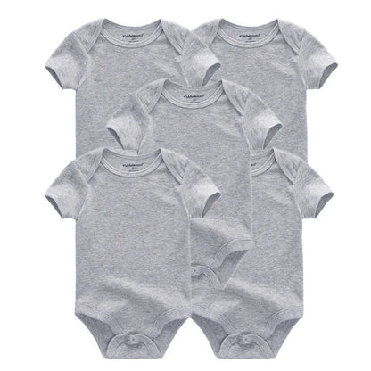 Kiddiezoom 5 Pcs Four Seasons Fashion Cartoon Short Sleeve Baby Boy Girl Bodysuits Soft 100%Cotton Newborn Onesies Clothes