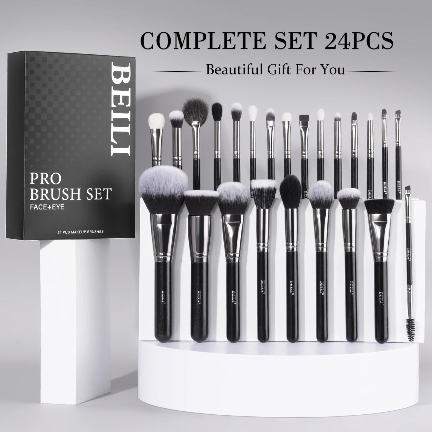 BEILI Professional Black Makeup Brushes Set Synthetic Hair Kabuki Foundation Blush Eyeshadow Smoky Brush Beauty Tool For Women